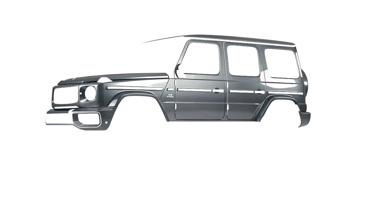 Mercedes-Benz G Class AMG 2025 wrapped in Aluminium Gloss (ORACAL 970RA-908G), front three-quarter view