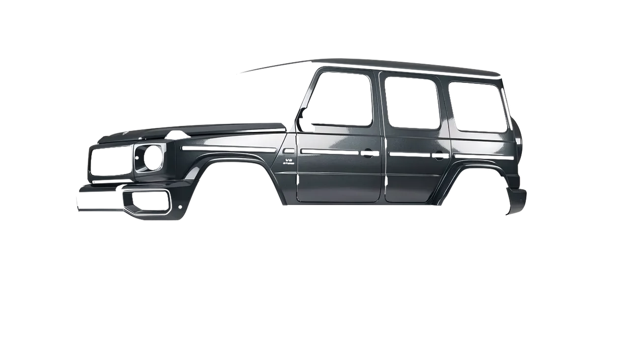 Mercedes-Benz G Class AMG 2025 wrapped in Anthracite Gloss (ORACAL 970RA-093G), front three-quarter view