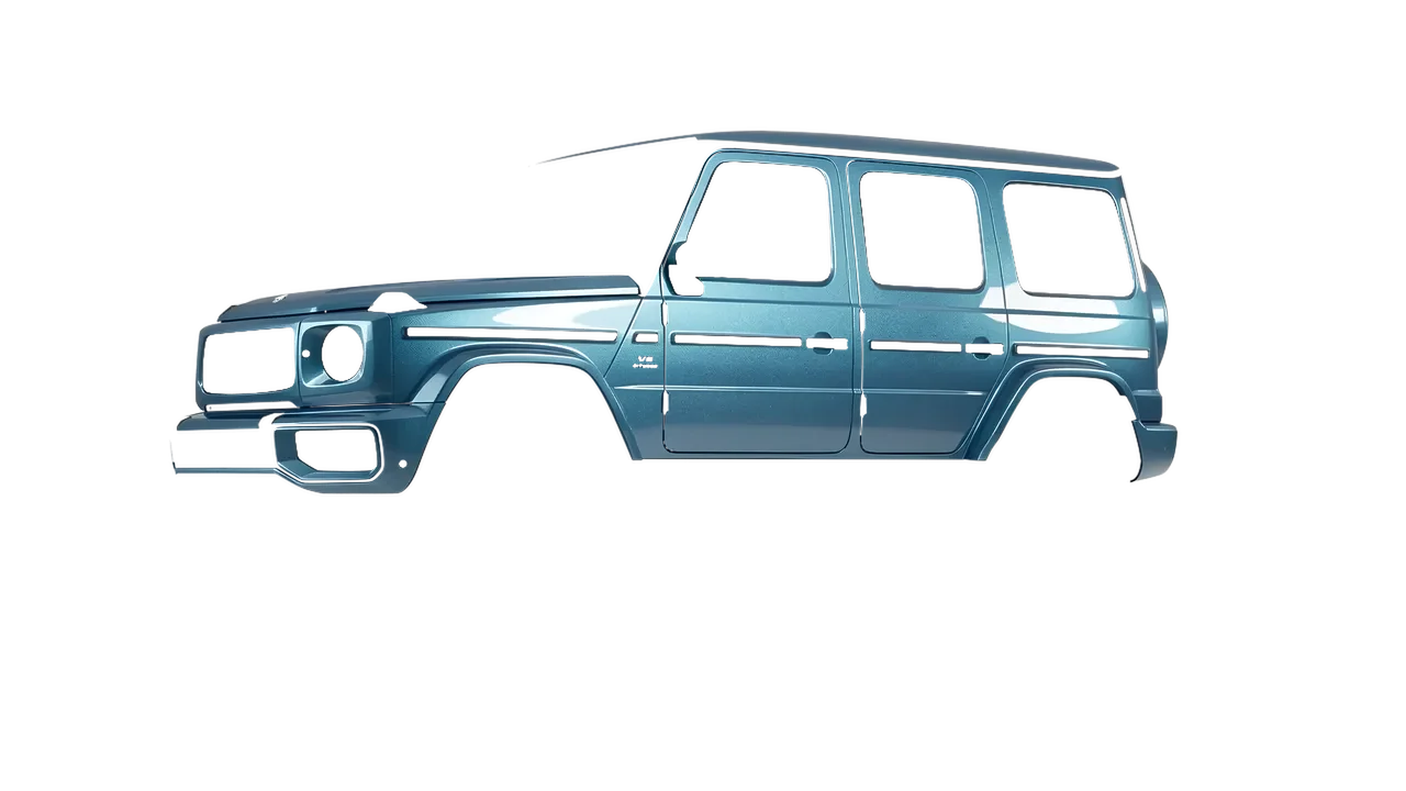 Mercedes-Benz G Class AMG 2025 wrapped in Ballistic Blue Gloss (ORACAL 970RA-571G), front three-quarter view