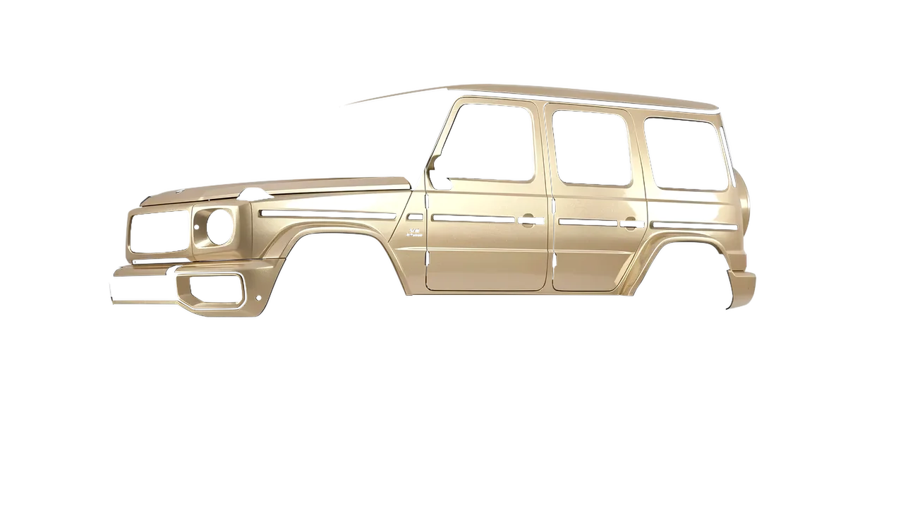 Mercedes-Benz G Class AMG 2025 wrapped in Brass Gloss (ORACAL 970RA-922G), front three-quarter view