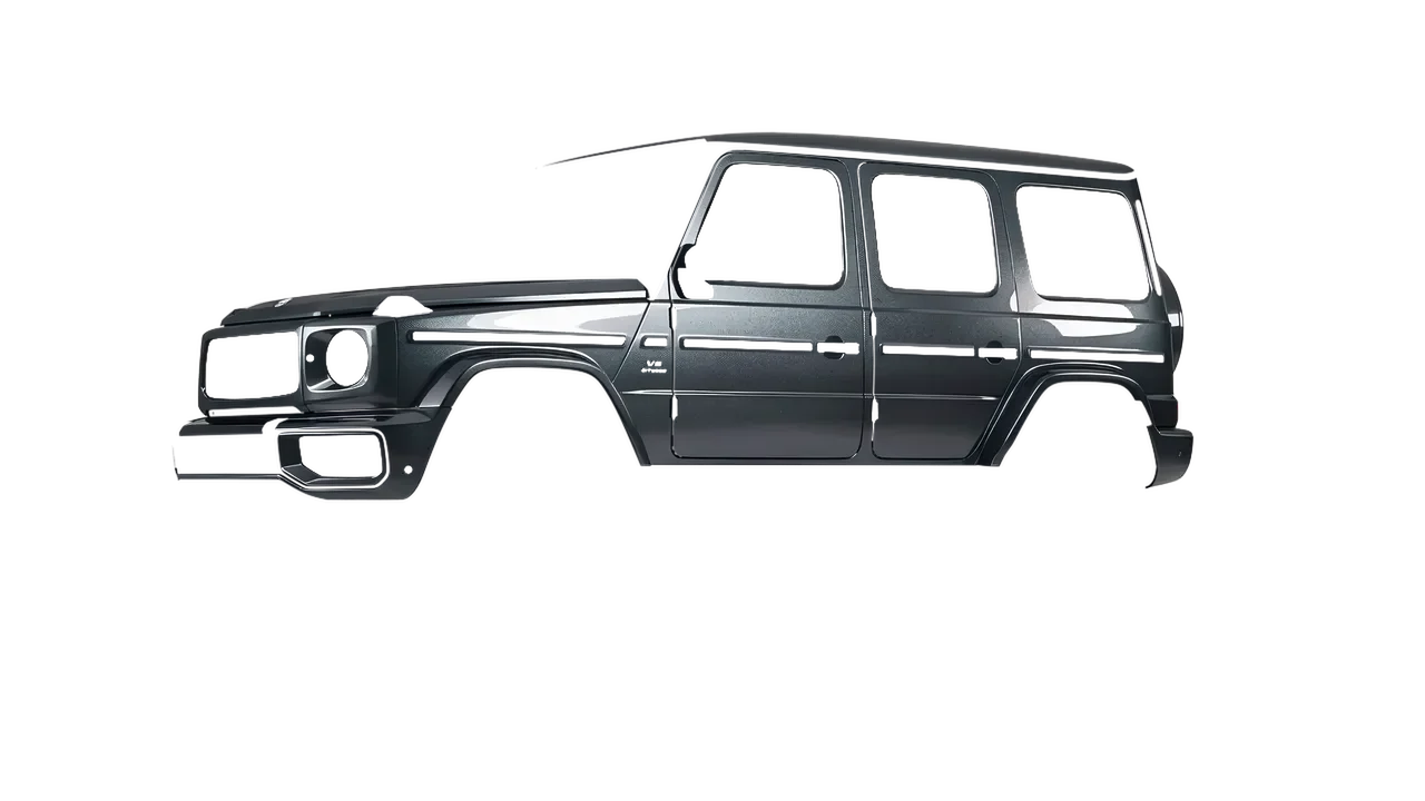 Mercedes-Benz G Class AMG 2025 wrapped in Charcoal Gloss (ORACAL 970RA-937G), front three-quarter view