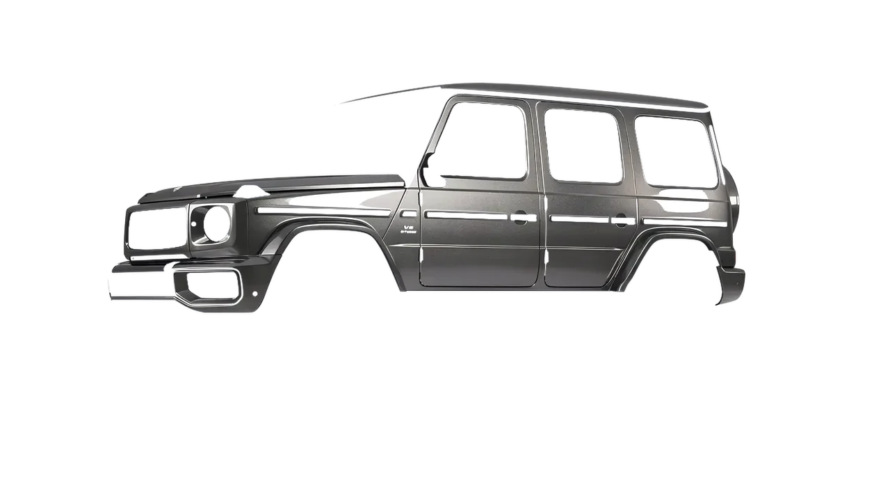 Mercedes-Benz G Class AMG 2025 wrapped in Grey Cast Iron Gloss (ORACAL 970RA-935G), front three-quarter view