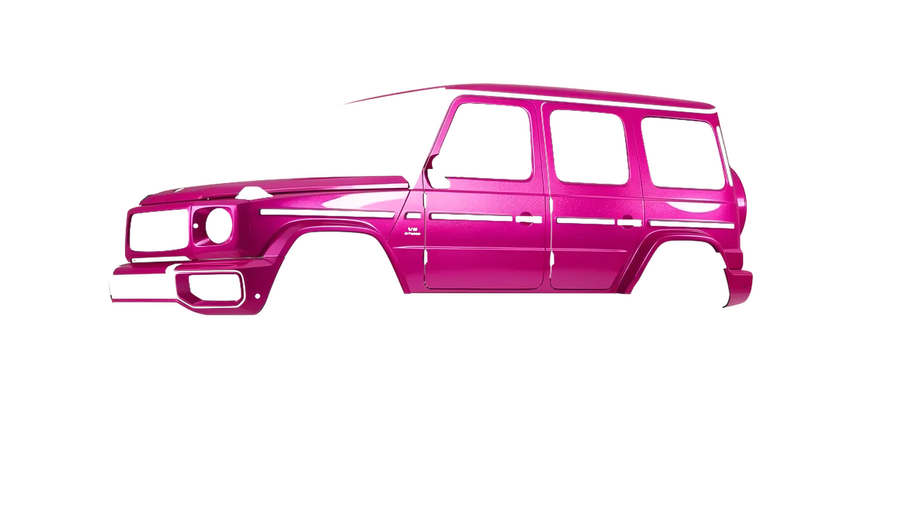 Mercedes-Benz G Class AMG 2025 wrapped in Momentum Pink Gloss (KPMF K75406), front three-quarter view