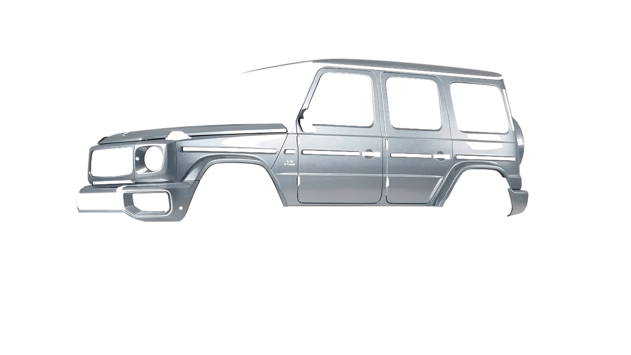 Mercedes-Benz G Class AMG 2025 wrapped in Silver Grey Gloss (ORACAL 970RA-090G), front three-quarter view