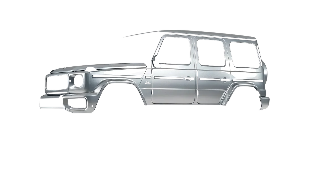 Mercedes-Benz G Class AMG 2025 wrapped in Silver Lake Gloss (ORACAL 970RA-904G), front three-quarter view