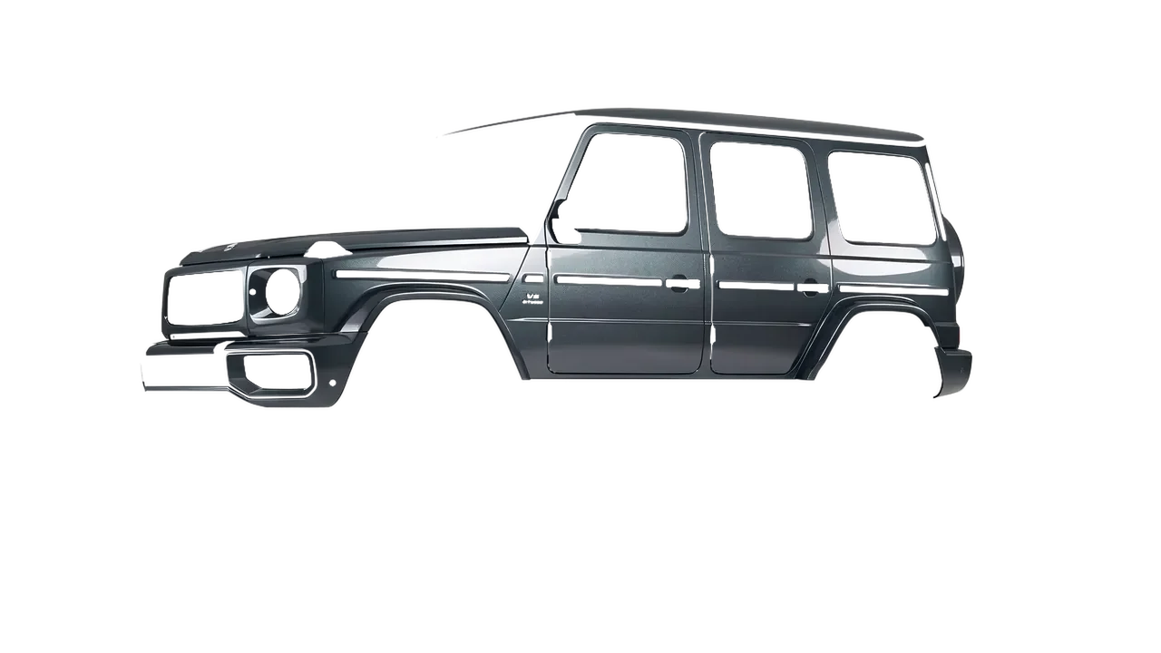 Mercedes-Benz G Class AMG 2025 wrapped in Steel Gloss (ORACAL 970RA-795G), front three-quarter view