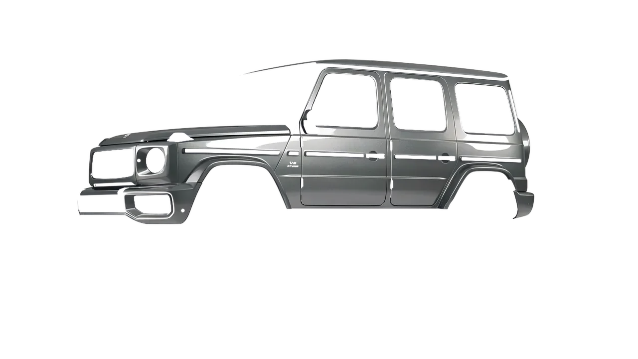 Mercedes-Benz G Class AMG 2025 wrapped in Tin Gloss (ORACAL 970RA-933G), front three-quarter view
