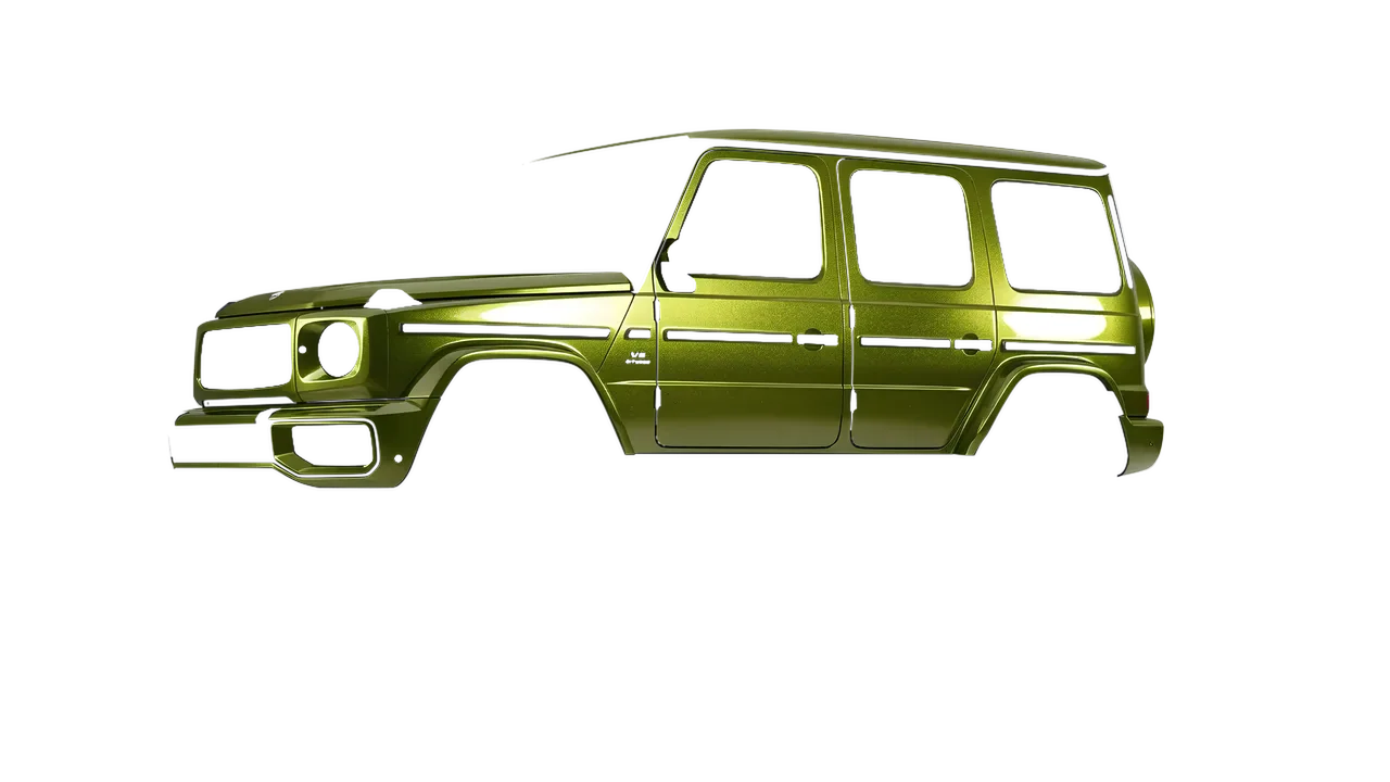 Mercedes-Benz G Class AMG 2025 wrapped in Verde Solaris Gloss (KPMF K75439), front three-quarter view