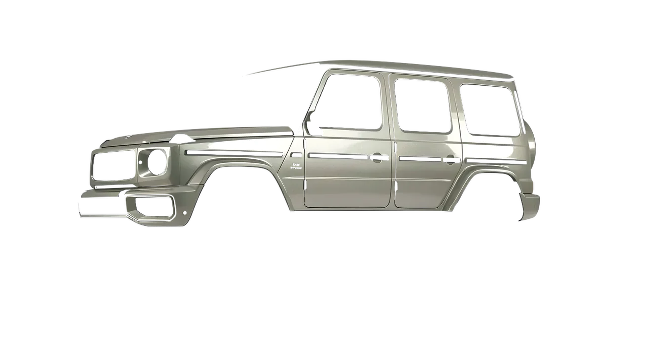 Mercedes-Benz G Class AMG 2025 wrapped in Zinc Gloss (ORACAL 970RA-934G), front three-quarter view