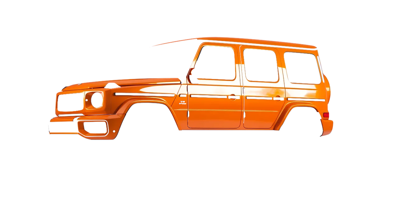 Mercedes-Benz G Class AMG 2025 wrapped in Municipal Orange Gloss (ORACAL 970RA-351G), front three-quarter view