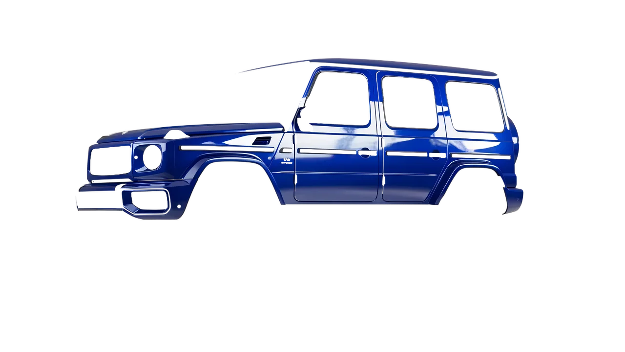 Mercedes-Benz G Class AMG 2025 wrapped in Night Blue Gloss (ORACAL 970RA-511G), front three-quarter view