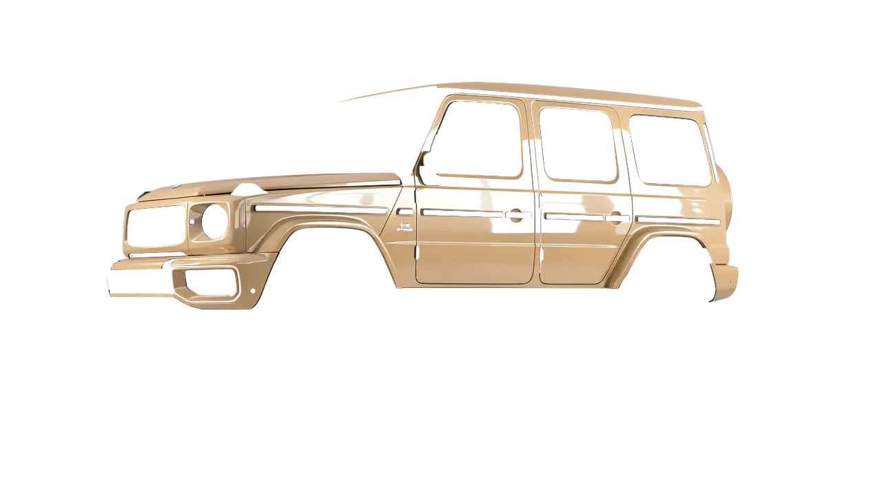 Mercedes-Benz G Class AMG 2025 wrapped in Papyrus Gloss (ORACAL 970RA-816G), front three-quarter view