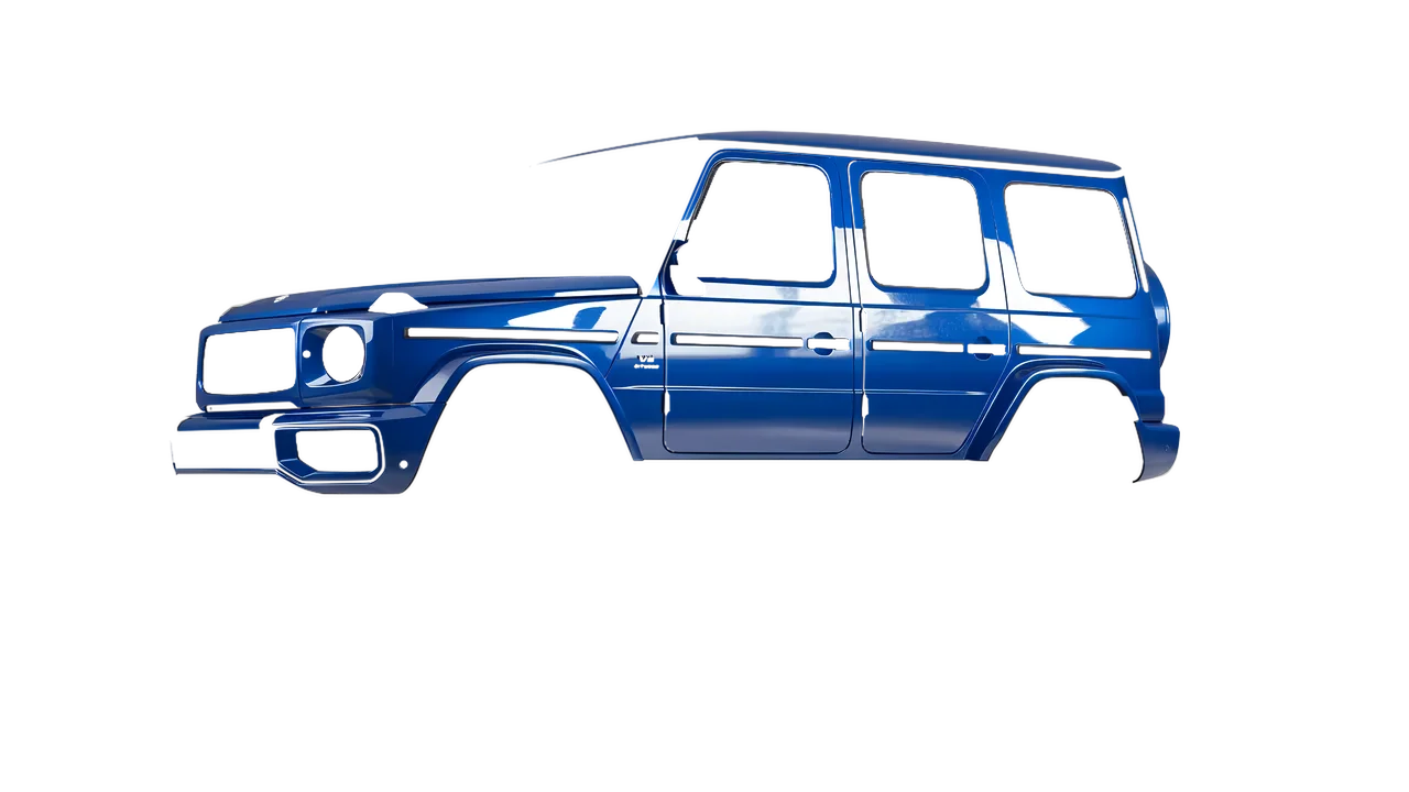 Mercedes-Benz G Class AMG 2025 wrapped in Police Blue Gloss (ORACAL 970RA-572G), front three-quarter view