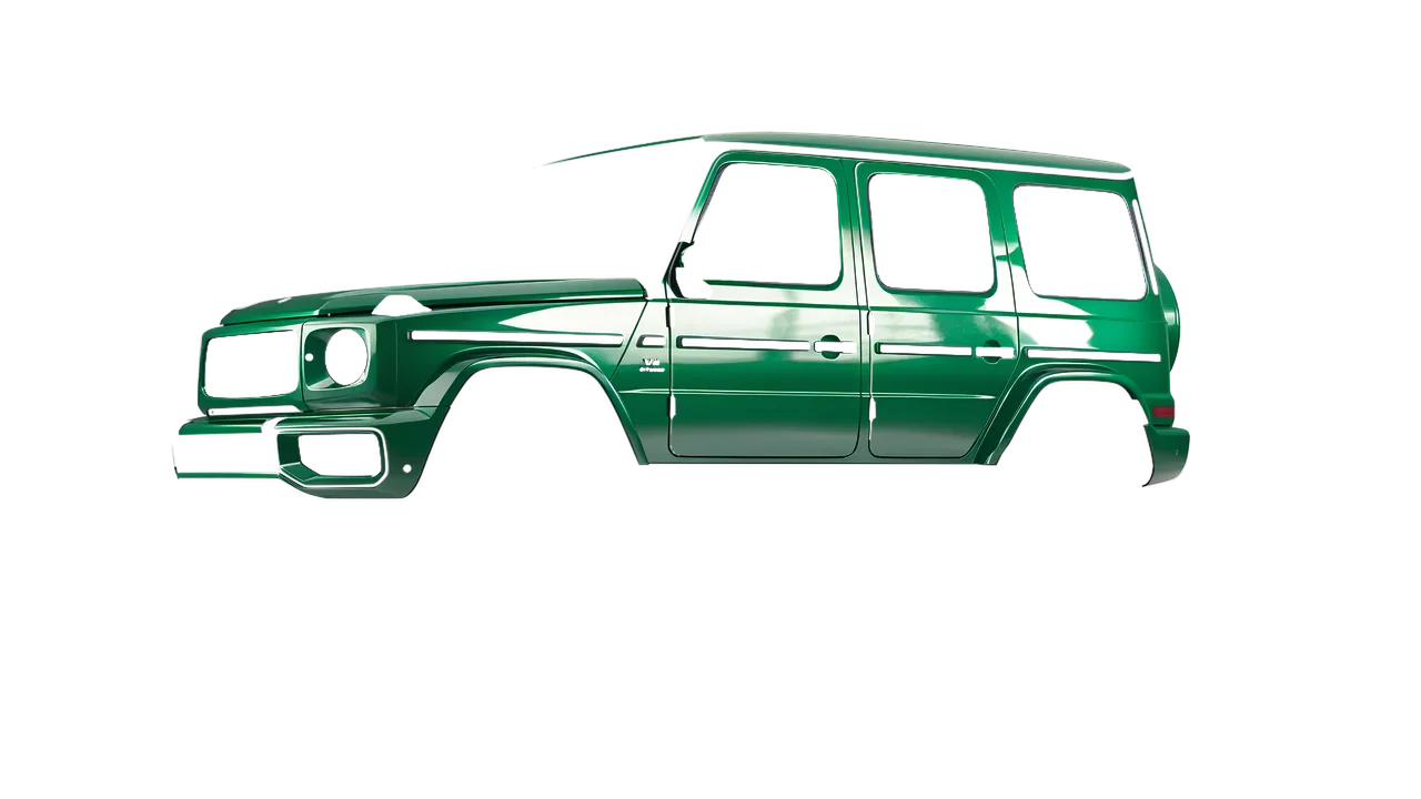 Mercedes-Benz G Class AMG 2025 wrapped in Police Green Gloss (ORACAL 970RA-612G), front three-quarter view
