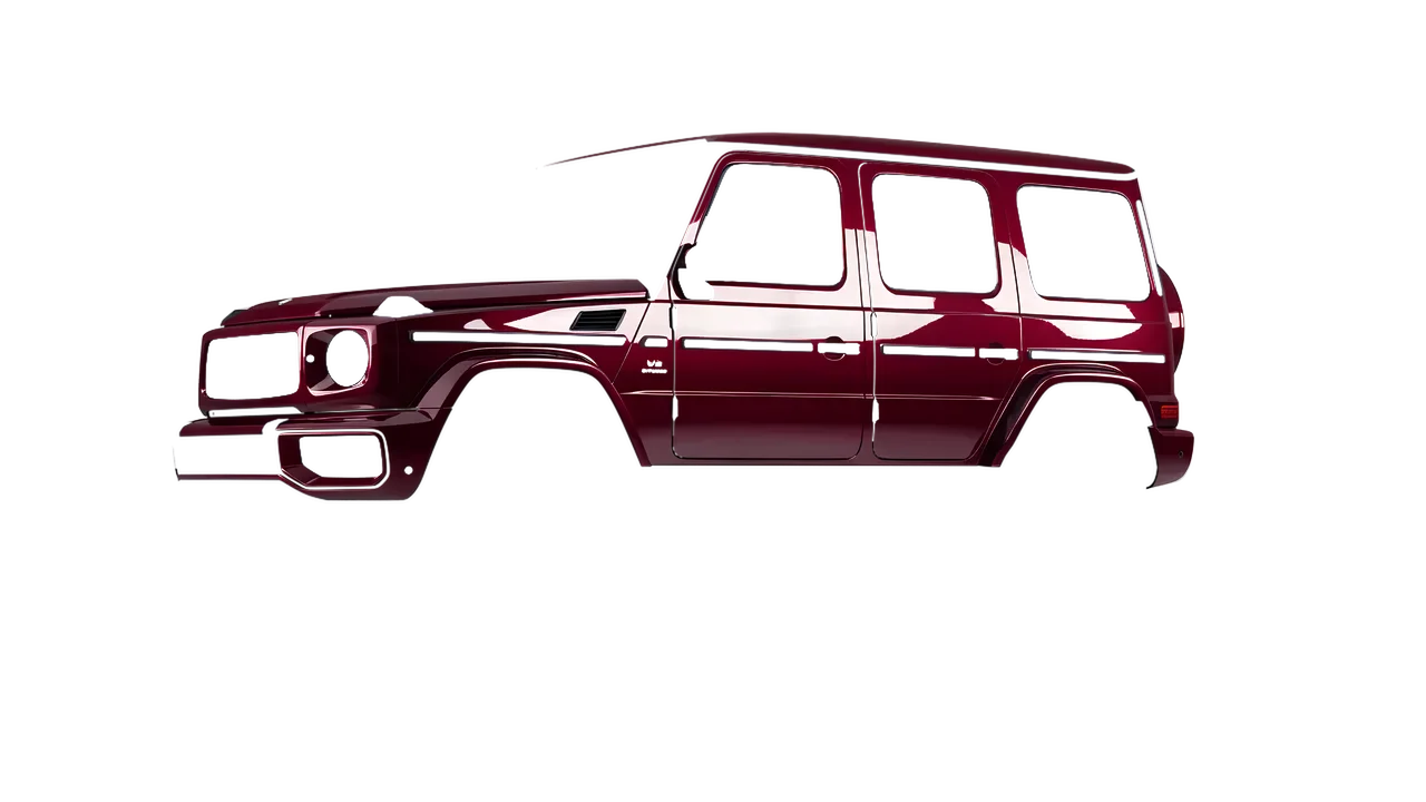 Mercedes-Benz G Class AMG 2025 wrapped in Purple Red Gloss (ORACAL 970RA-026G), front three-quarter view