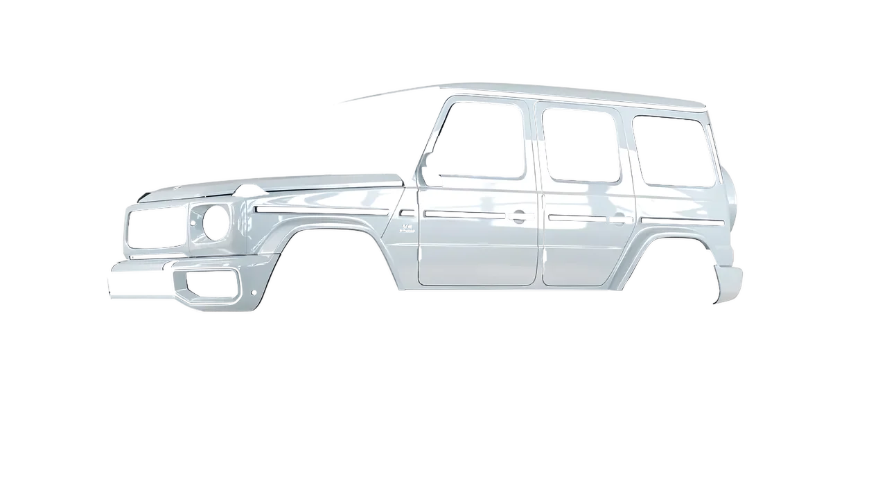 Mercedes-Benz G Class AMG 2025 wrapped in Stone Grey Gloss (ORACAL 970RA-711G), front three-quarter view