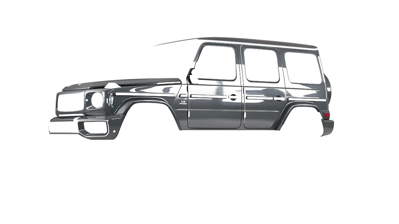 Mercedes-Benz G Class AMG 2025 wrapped in Telegrey Gloss (ORACAL 970RA-076G), front three-quarter view