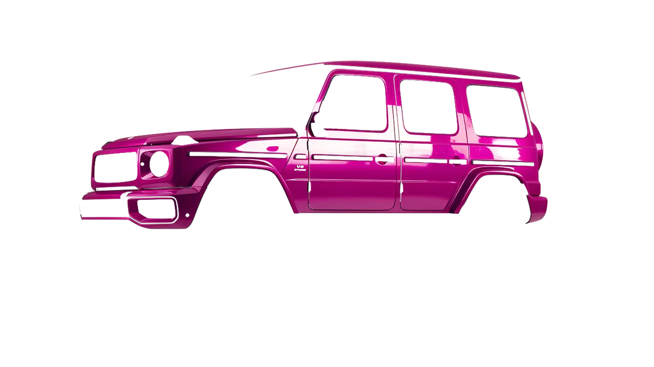 Mercedes-Benz G Class AMG 2025 wrapped in Telemagenta Gloss (ORACAL 970RA-077G), front three-quarter view