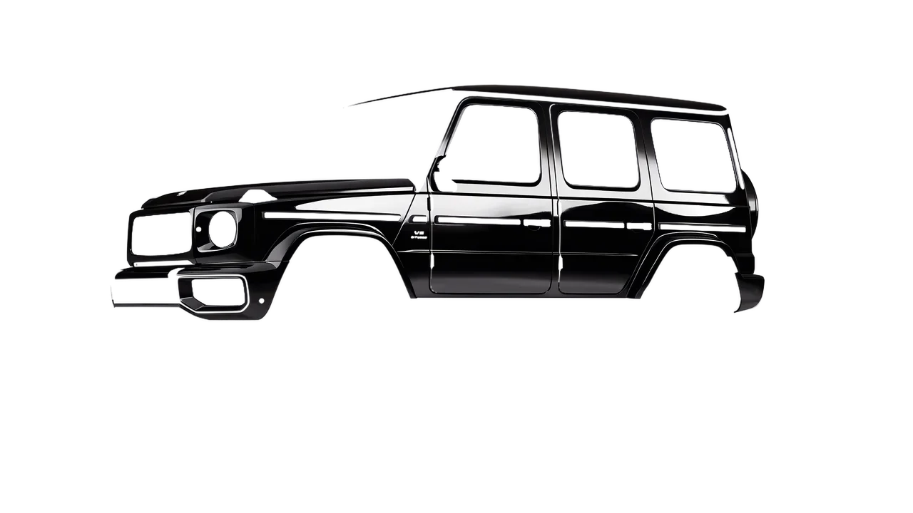 Mercedes-Benz G Class AMG 2025 wrapped in High Gloss Black (3M HG12), front three-quarter view