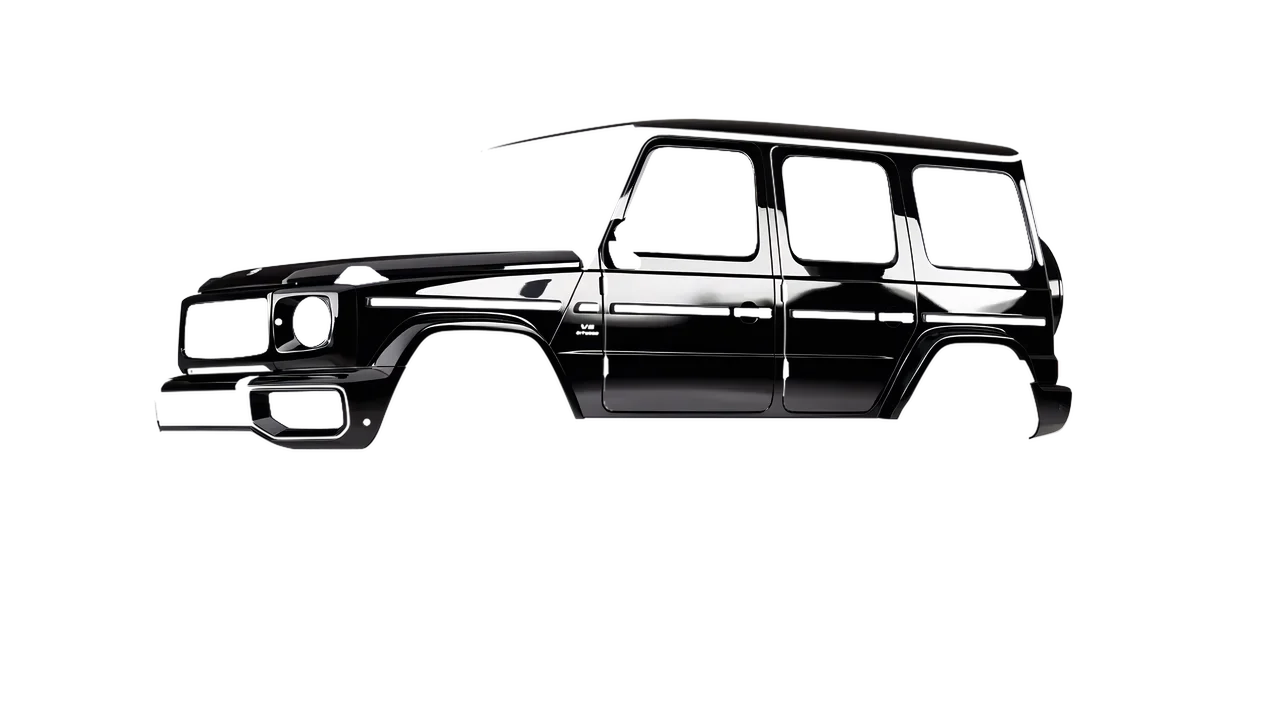 Mercedes-Benz G Class AMG 2025 wrapped in High Gloss Black Metallic (3M HG212), front three-quarter view