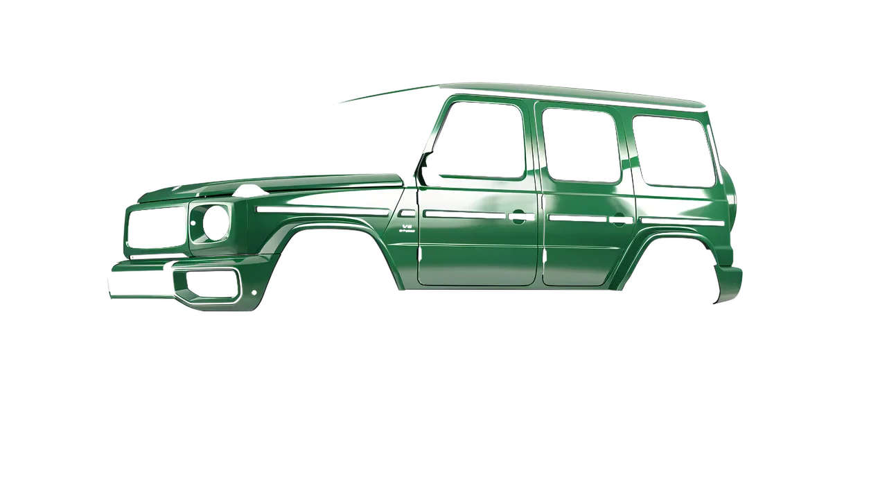 Mercedes-Benz G Class AMG 2025 wrapped in High Gloss Mantis Green (3M HG36), front three-quarter view