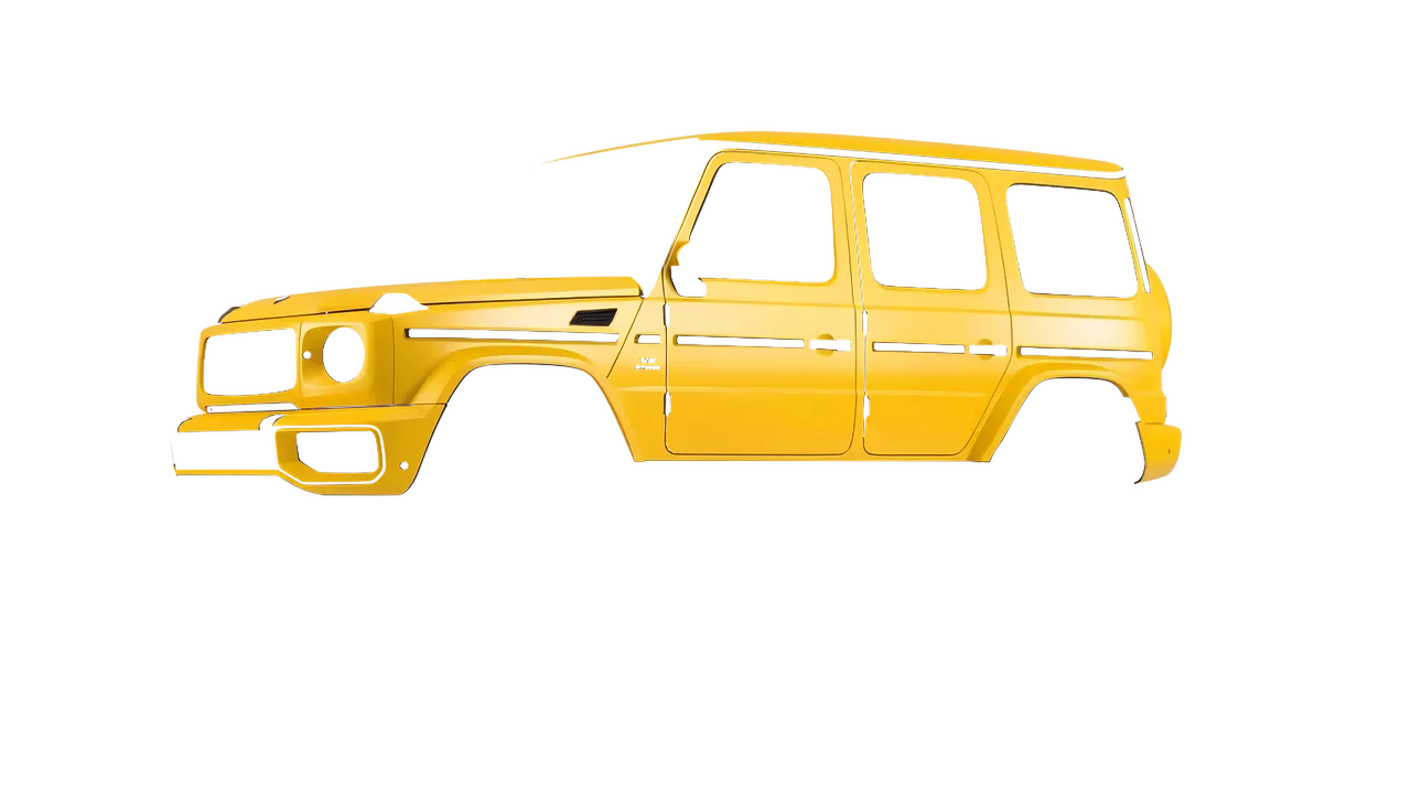 Mercedes-Benz G Class AMG 2025 wrapped in Maize Yellow Matt (ORACAL 970RA-209M), front three-quarter view