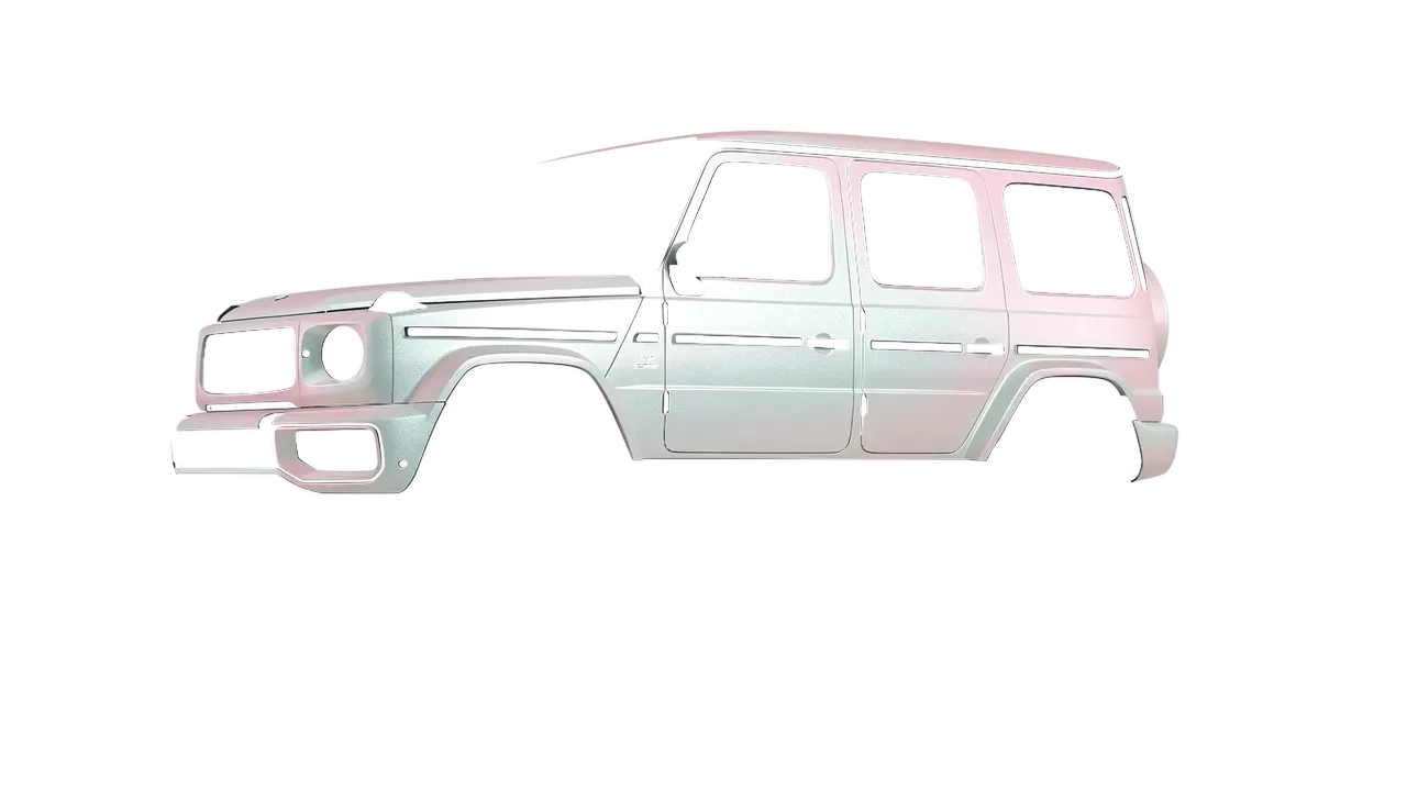 Mercedes-Benz G Class AMG 2025 wrapped in Matt Aurora Pearl (KPMF K75552), front three-quarter view