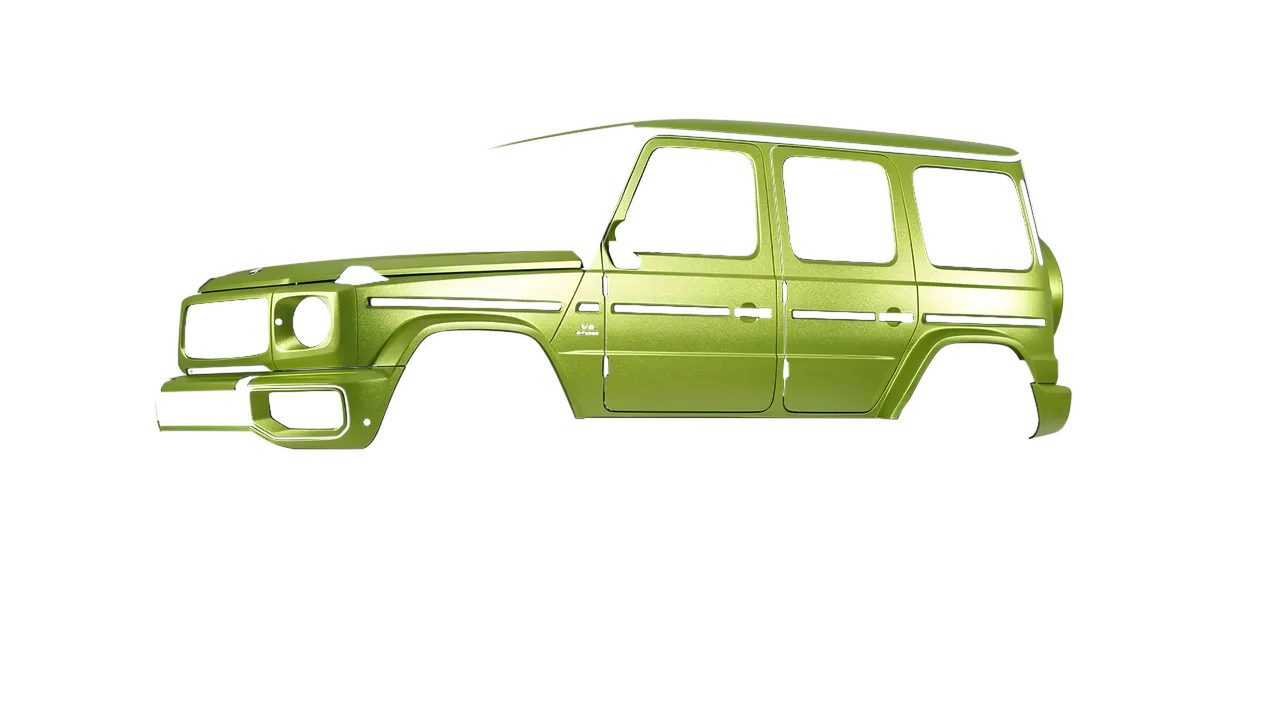 Mercedes-Benz G Class AMG 2025 wrapped in Matt Dynamic Lime (KPMF K75503), front three-quarter view