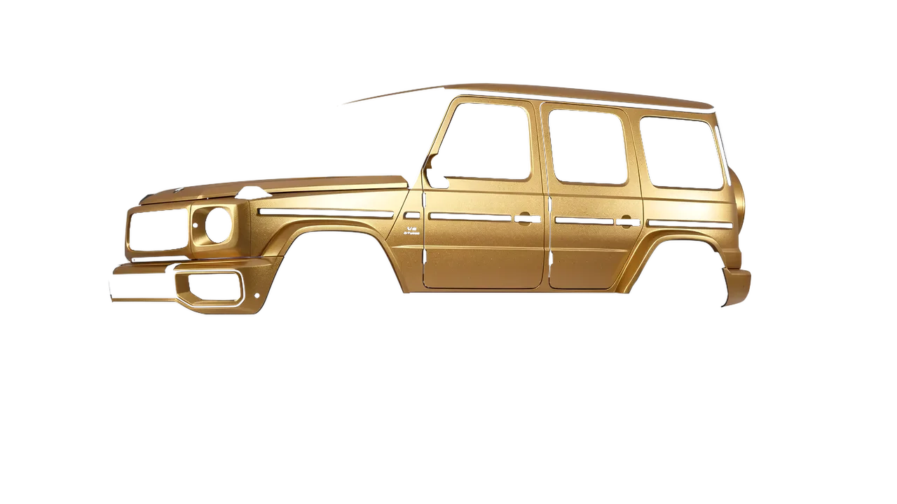Mercedes-Benz G Class AMG 2025 wrapped in Gold Matt (ORACAL 970RA-091M), front three-quarter view