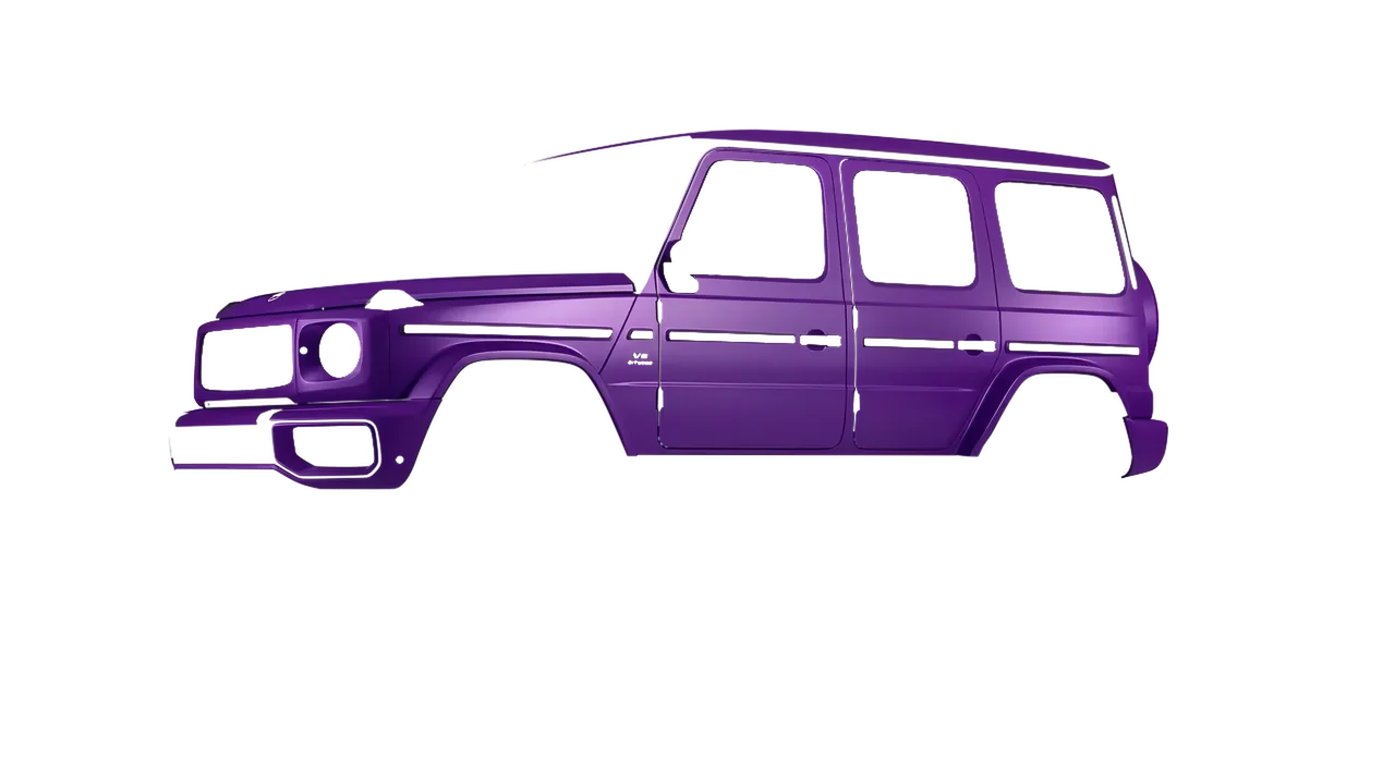 Mercedes-Benz G Class AMG 2025 wrapped in Matt Iced Amethyst Titanium (KPMF K75568), front three-quarter view