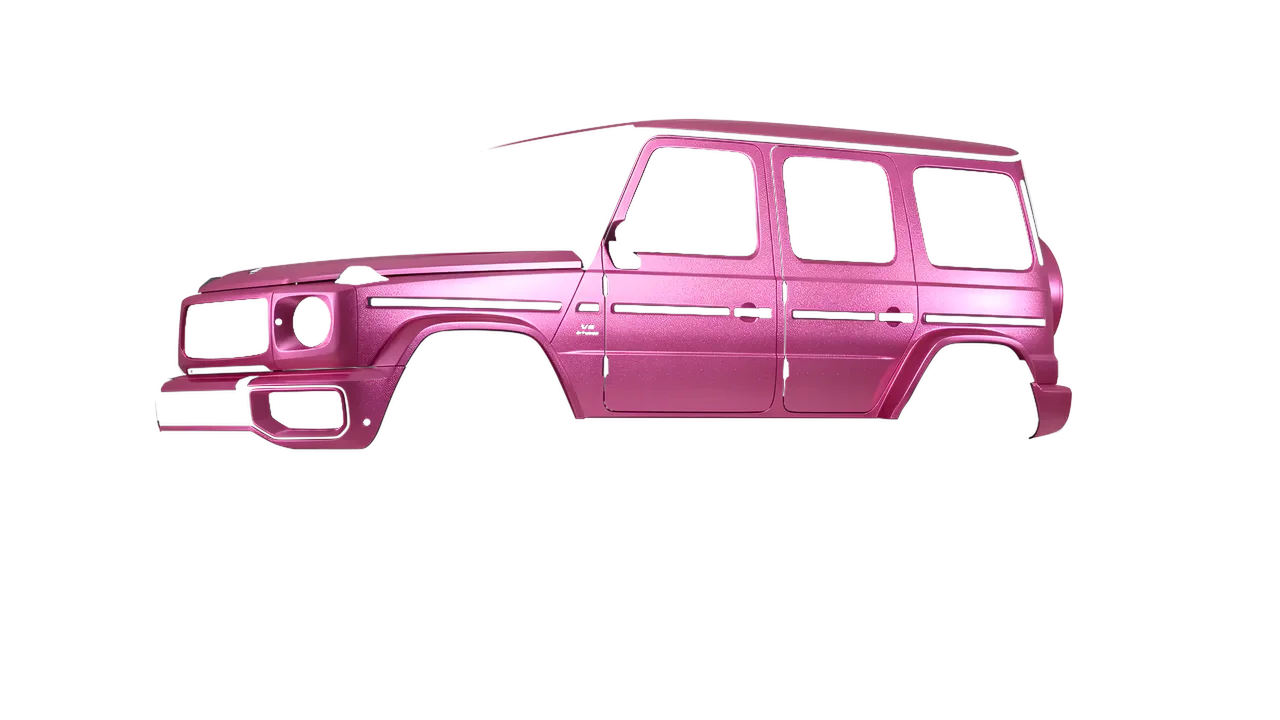 Mercedes-Benz G Class AMG 2025 wrapped in Matt Iced Pink Titanium (KPMF K75504), front three-quarter view