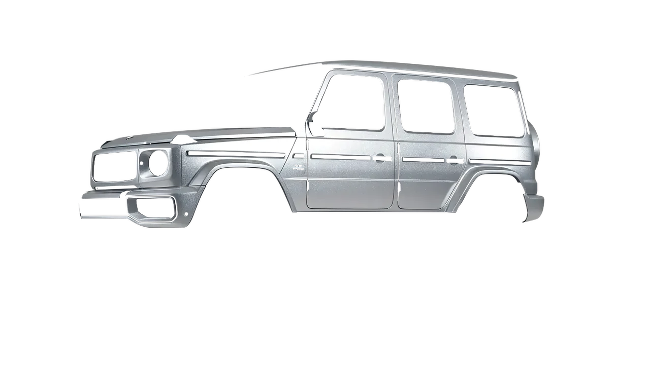 Mercedes-Benz G Class AMG 2025 wrapped in Matt Iced Silver Titanium (KPMF K75501), front three-quarter view