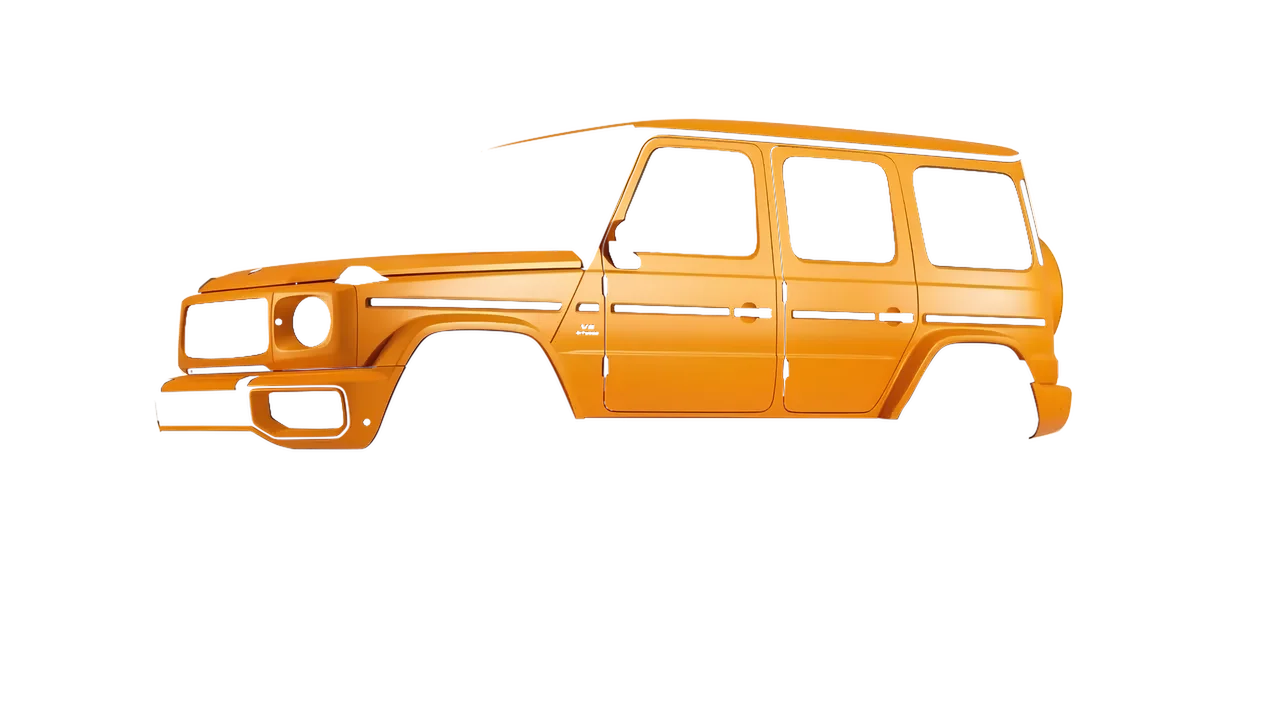 Mercedes-Benz G Class AMG 2025 wrapped in Safron Yellow Matt (ORACAL 970RA-223M), front three-quarter view
