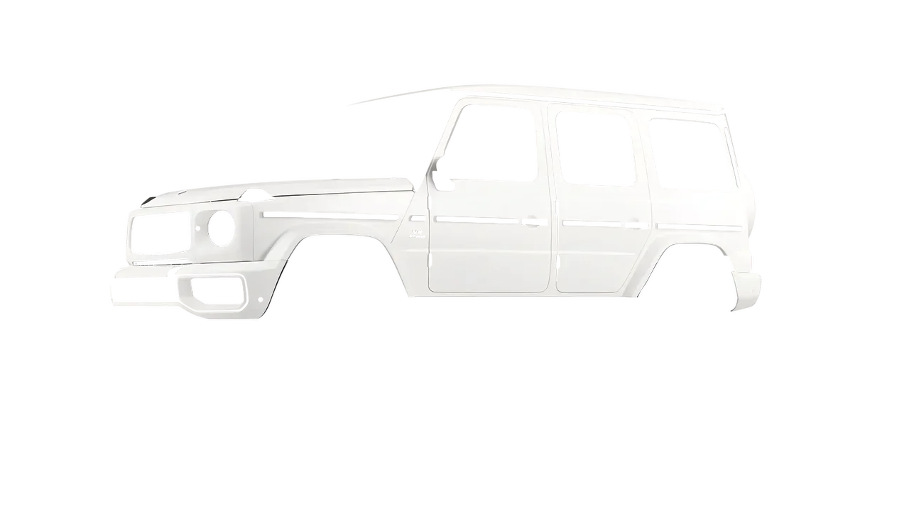 Mercedes-Benz G Class AMG 2025 wrapped in White Matt (ORACAL 970RA-010M), front three-quarter view