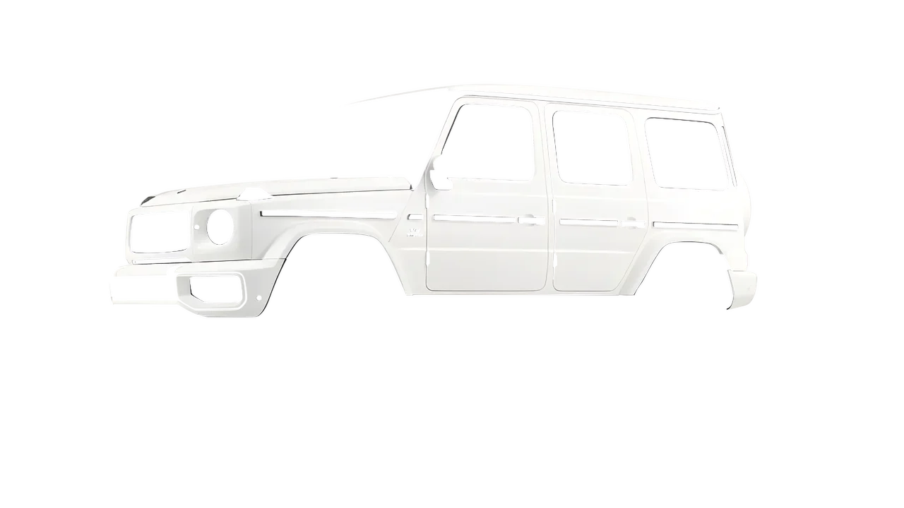 Mercedes-Benz G Class AMG 2025 wrapped in White Matt (KPMF K89011), front three-quarter view
