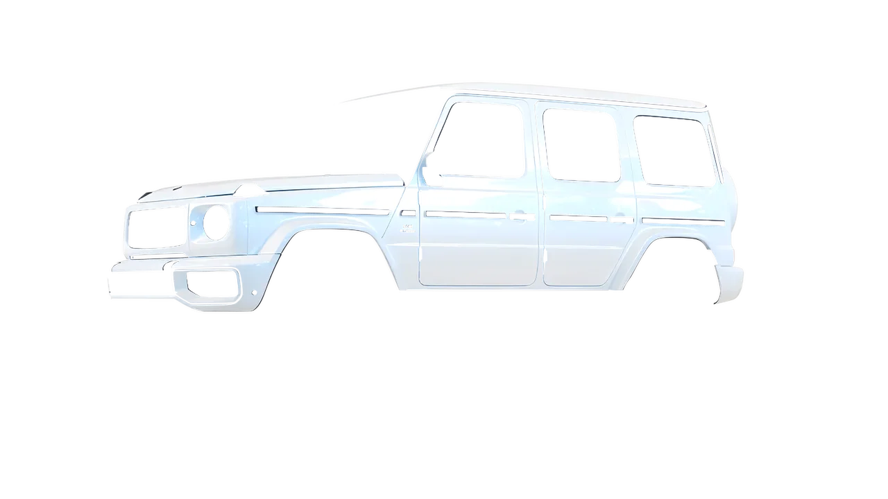 Mercedes-Benz G Class AMG 2025 wrapped in Blue White Pearlescent Gloss (KPMF K75484), front three-quarter view