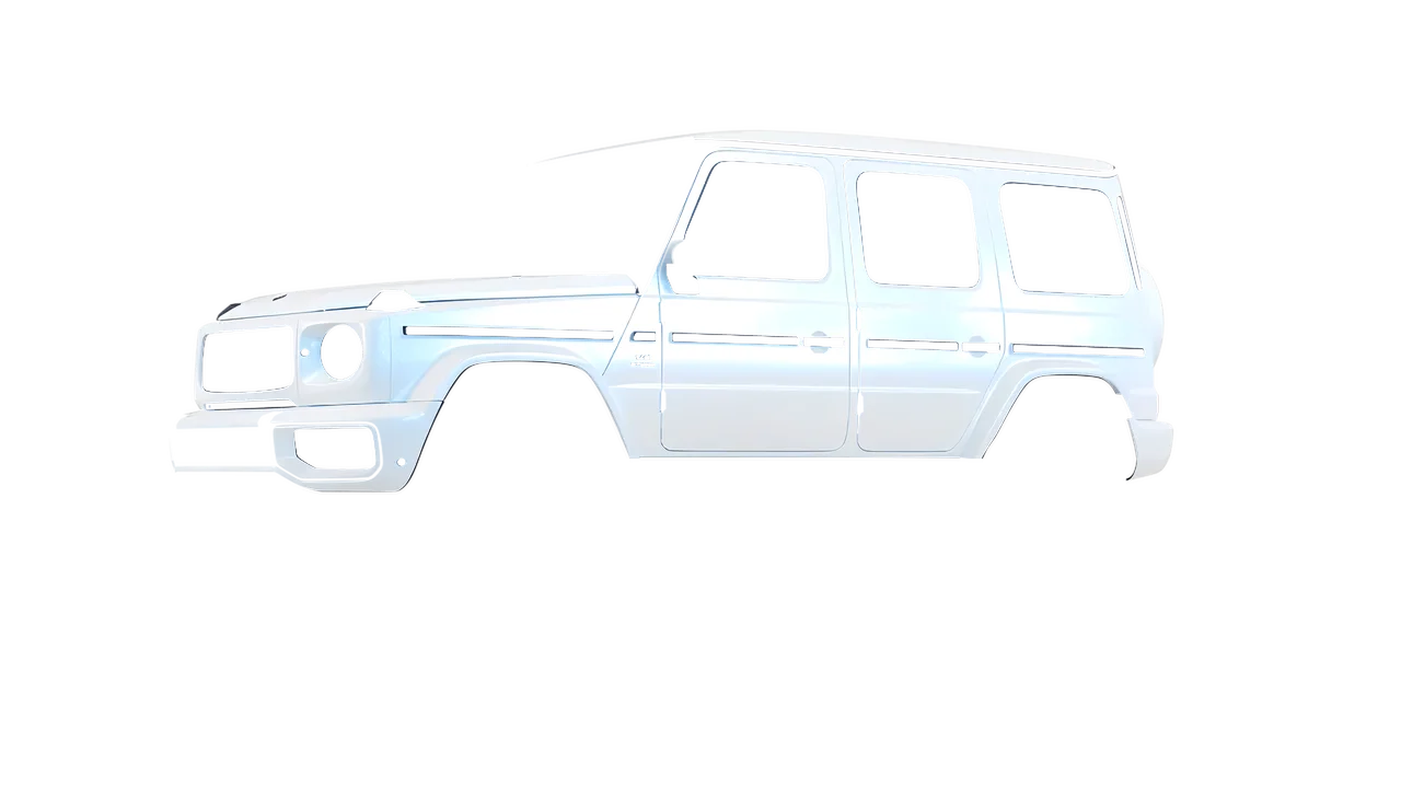 Mercedes-Benz G Class AMG 2025 wrapped in Matt Blue White Pearlescent (KPMF K75584), front three-quarter view