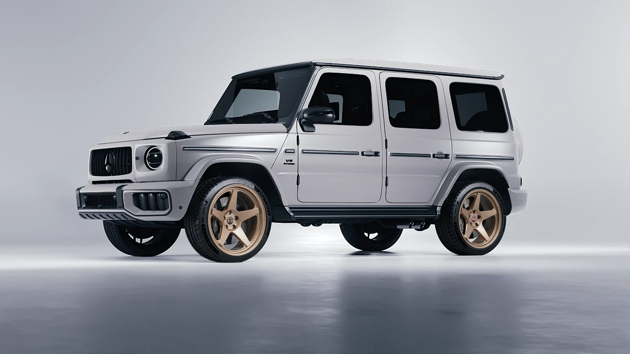 Mercedes-Benz G Class AMG 2025 on HRE Performance Wheels 305-GTS forged wheels, front three-quarter view