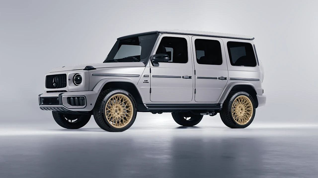 Mercedes-Benz G Class AMG 2025 on HRE Performance Wheels 501M forged wheels, front three-quarter view