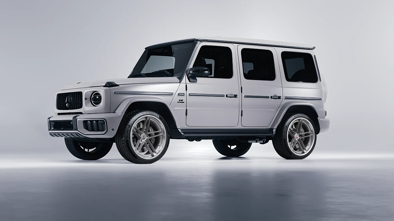 Mercedes-Benz G Class AMG 2025 on HRE Performance Wheels G-Code forged wheels, front three-quarter view