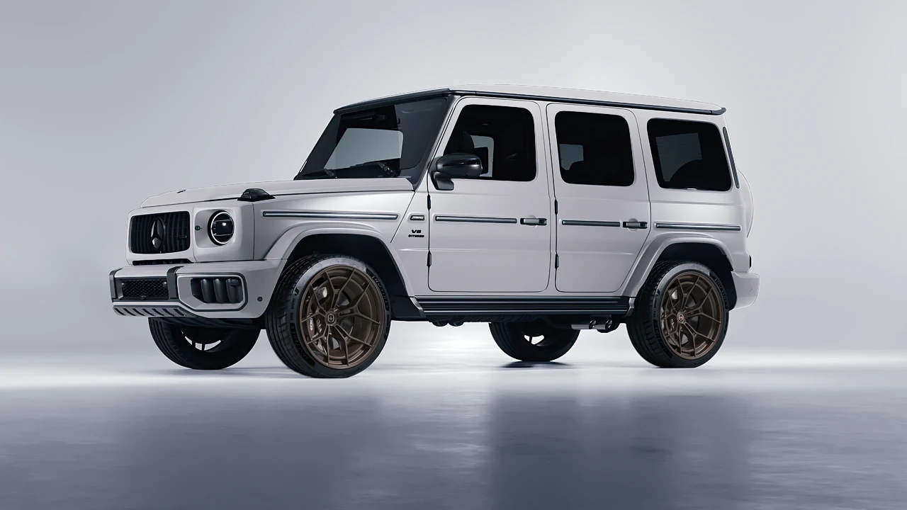 Mercedes-Benz G Class AMG 2025 on HRE Performance Wheels P301 forged wheels, front three-quarter view