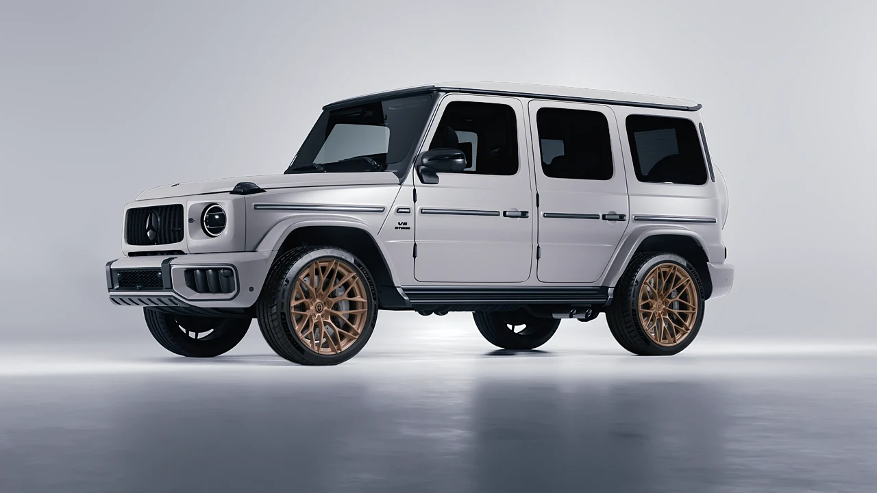 Mercedes-Benz G Class AMG 2025 on HRE Performance Wheels S200H forged wheels, front three-quarter view