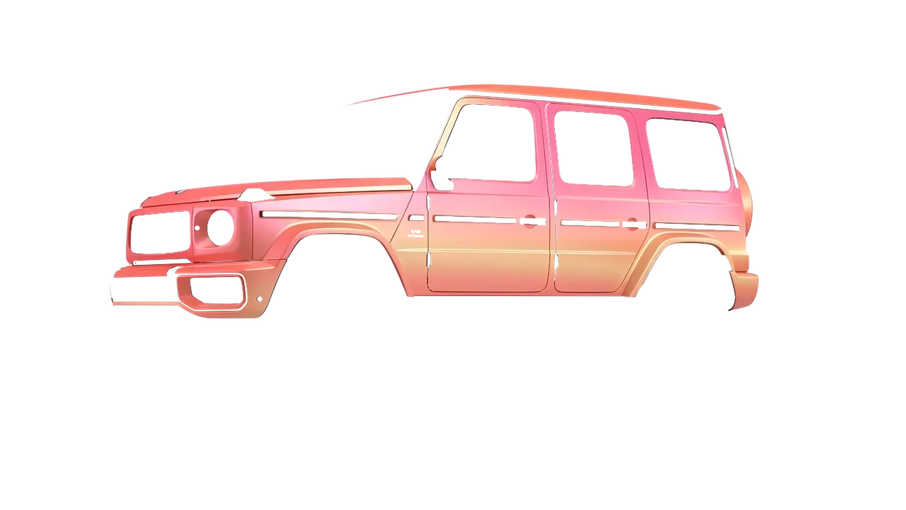 Mercedes-Benz G Class AMG 2025 wrapped in Satin Flip Electric Coral (3M SP213), front three-quarter view