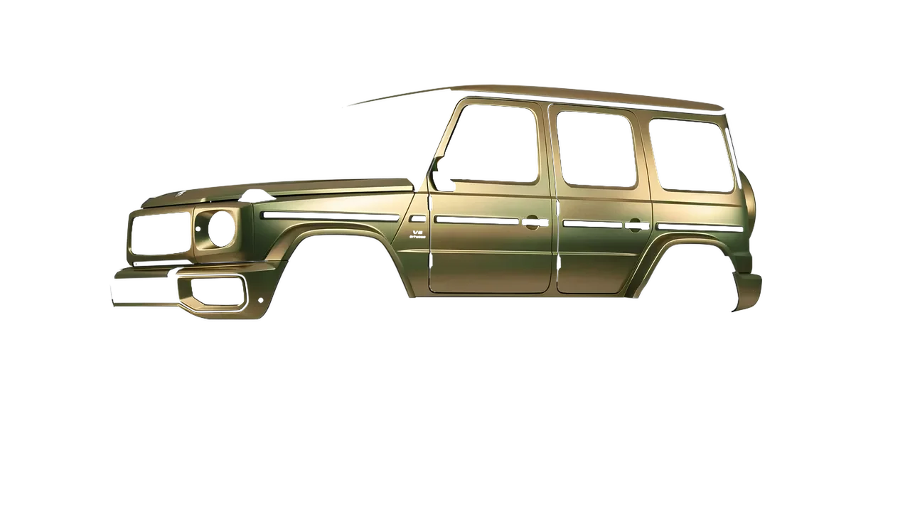 Mercedes-Benz G Class AMG 2025 wrapped in Satin Flip Golden Aurora (3M SP264), front three-quarter view