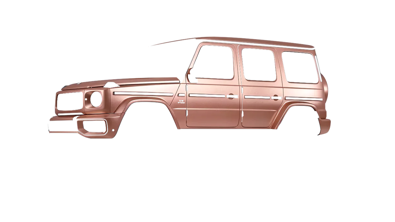 Mercedes-Benz G Class AMG 2025 wrapped in Satin Rose Gold (KPMF K75555), front three-quarter view