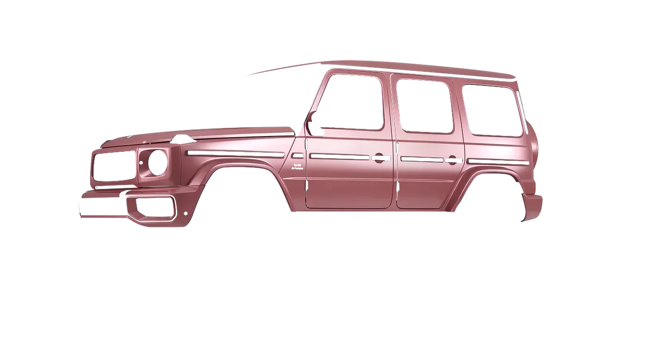 Mercedes-Benz G Class AMG 2025 wrapped in Satin Velvet Rose (3M S23), front three-quarter view