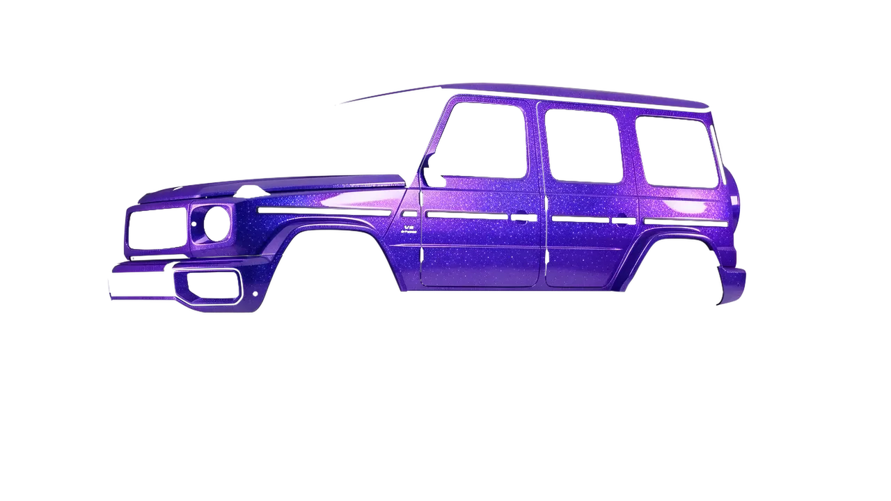 Mercedes-Benz G Class AMG 2025 wrapped in Enchanted Violet Gloss (ORACAL 970RA-185G), front three-quarter view
