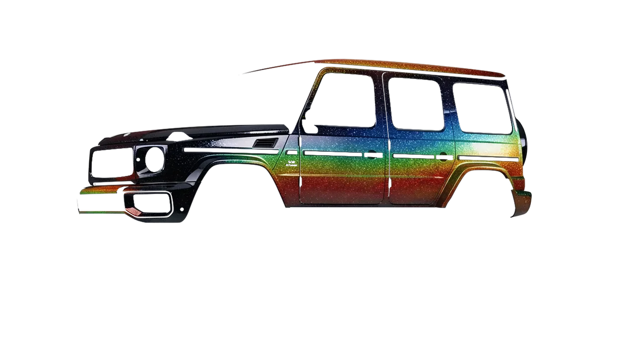 Mercedes-Benz G Class AMG 2025 wrapped in Morpheus Black Starlight Gloss (KPMF K75470), front three-quarter view