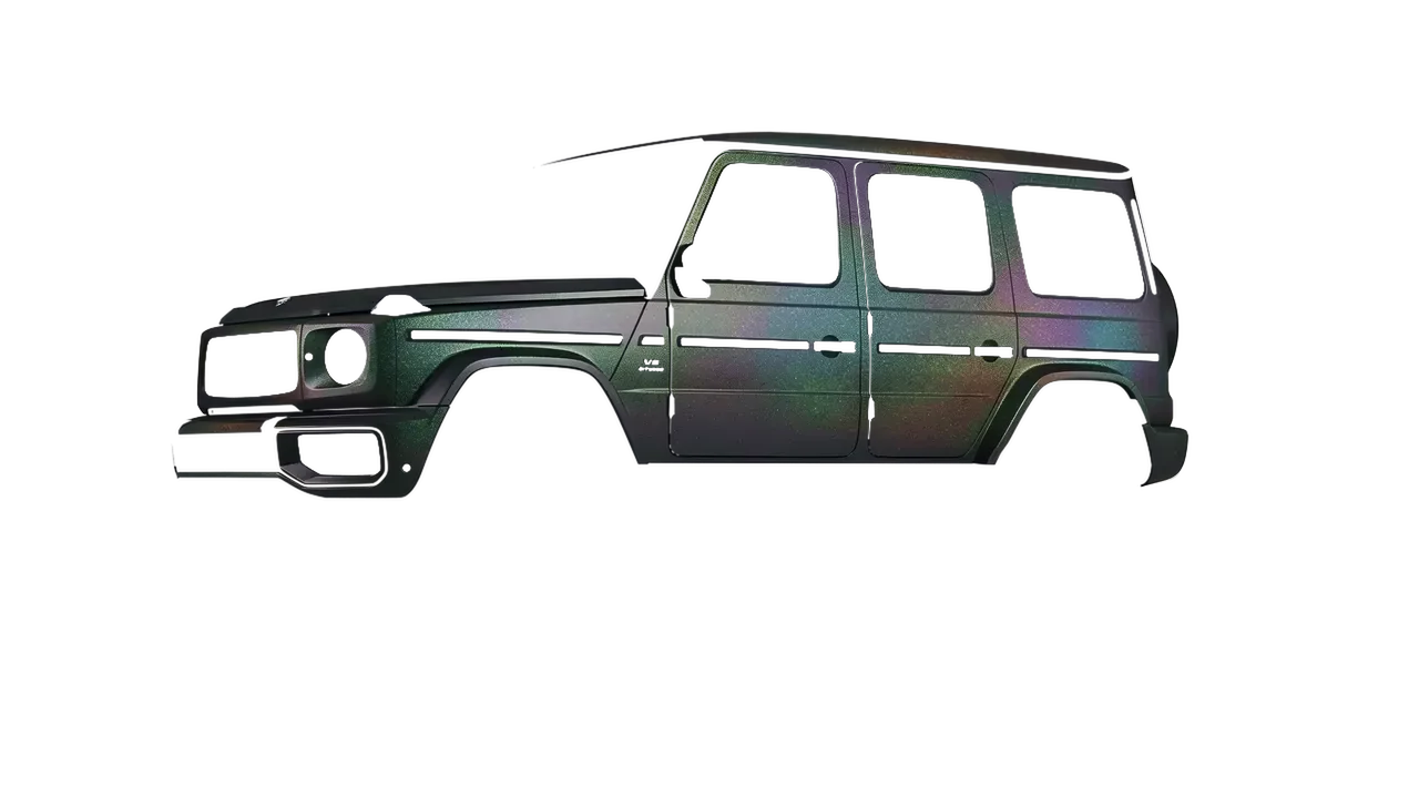 Mercedes-Benz G Class AMG 2025 wrapped in Matt Morpheus Black Starlight (KPMF K75571), front three-quarter view