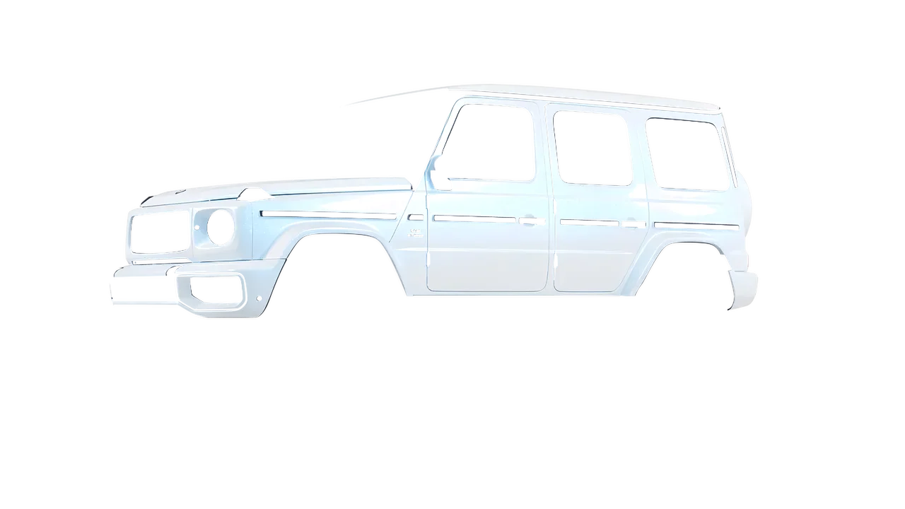 Mercedes-Benz G Class AMG 2025 wrapped in Pacific Blue White Starlight Gloss (KPMF K75476), front three-quarter view
